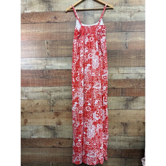 Roxy Floral Red & White Maxi Dress With Adjustable Straps Medium - Picture 6 of 10